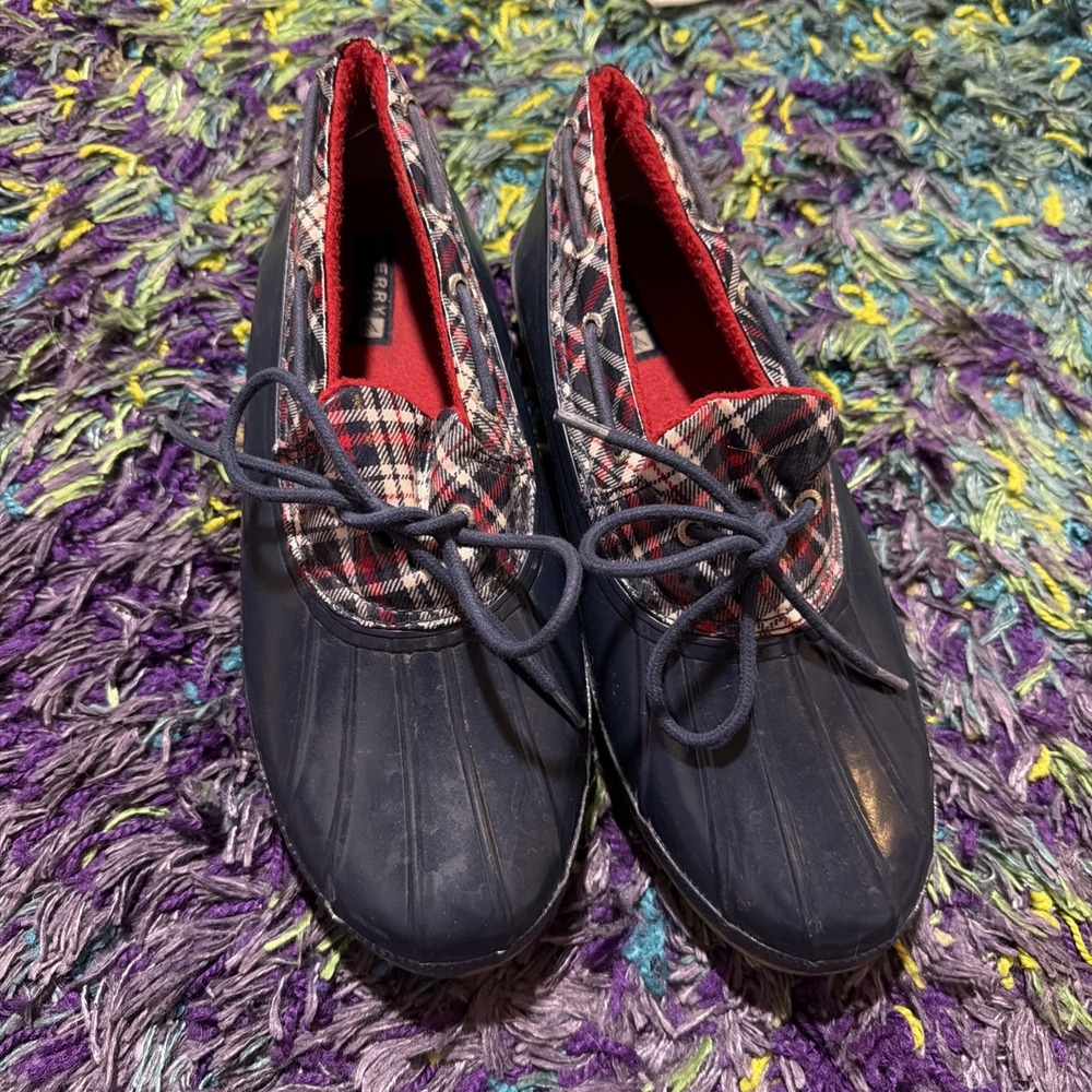 Sperry Top-Sider Women's Size 11 M Navy/Red Rubber Waterproof Duck Shoes Low Top